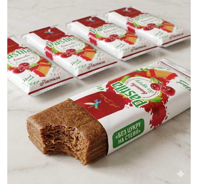 Натуральна бєлєєвська пастила з вишнею без цукру зі стевією — фруктовий десерт без глютену, без консервантів, підходить для людей з контролем цукру