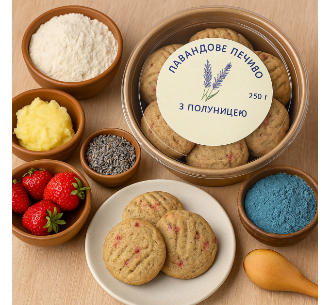 Лавандовое печенье с клубникой без сахара и лактозы – цельнозерновое, на масле ГХИ, без добавок