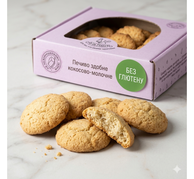 Печиво здобне кокосово молочне безглютенове натуральний десерт без промислових домішок