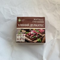 Хліб житньо-гречаний, цільнозерновий, без дріжджів, без лактози, без цукру, 300 грам
