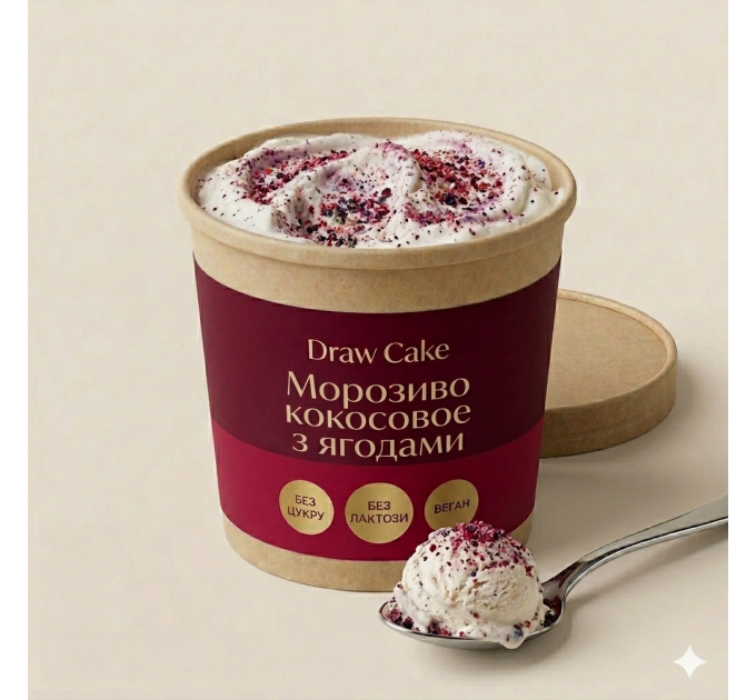 Кокосове морозиво з ягодами — рослинне, без цукру, глютену та лактози, підходить для кето, посту та здорового харчування