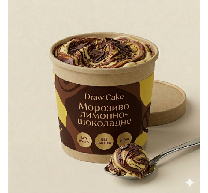 Лимонно-шоколадне морозиво — рослинне, без цукру, лактози та глютену, підходить для посту, веганів та здорового харчування