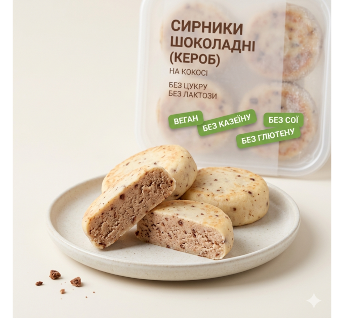 Сирники з керобом — веганські, без глютену, цукру, лактози та сої, з пробіотиками та природною солодкістю