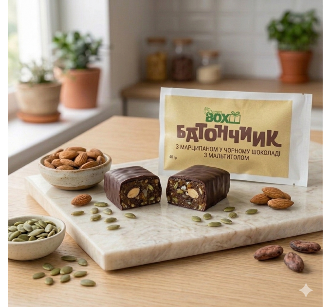 Батончик Марципан в темному шоколаді, 40г