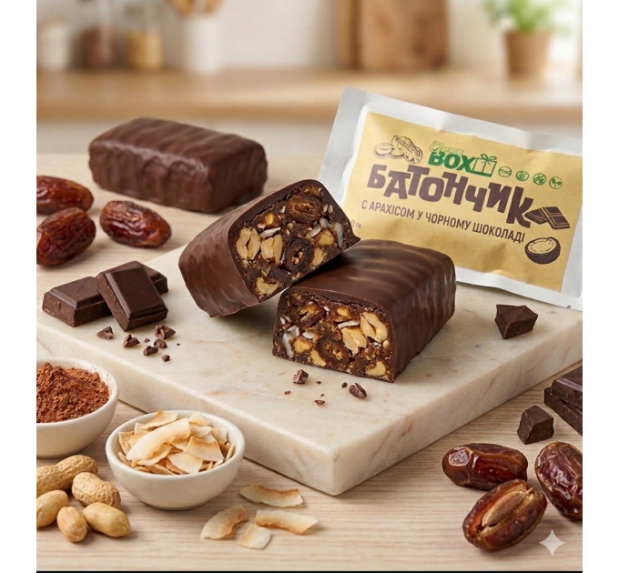 Батончик з Арахісом в темному шоколаді, 40г