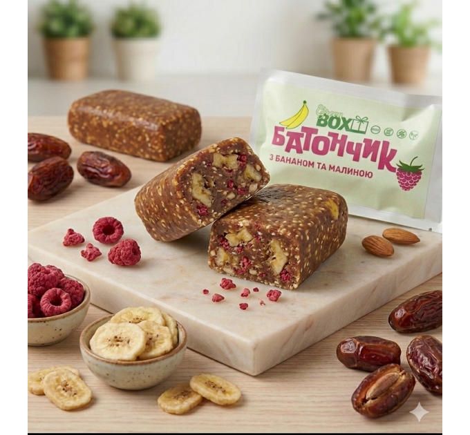 Батончик з Бананом та Малиною, 40г