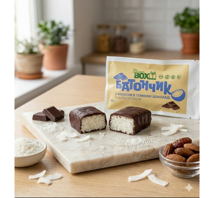 Батончик з Кокосом в темному шоколаді, 40г