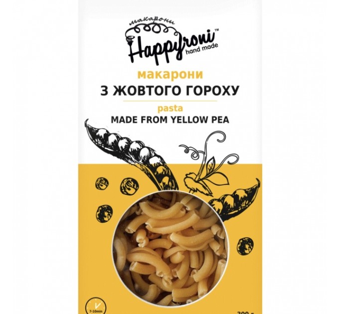 Макарони з жовтого гороху – без глютену, 21 г білка, без домішок