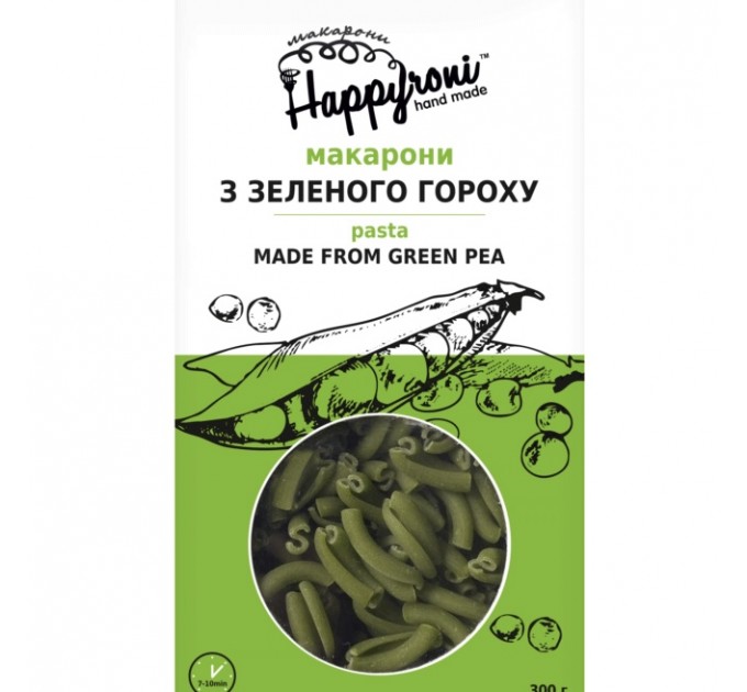 Макарони з зеленого гороху – без глютену, 22 г білка, без домішок