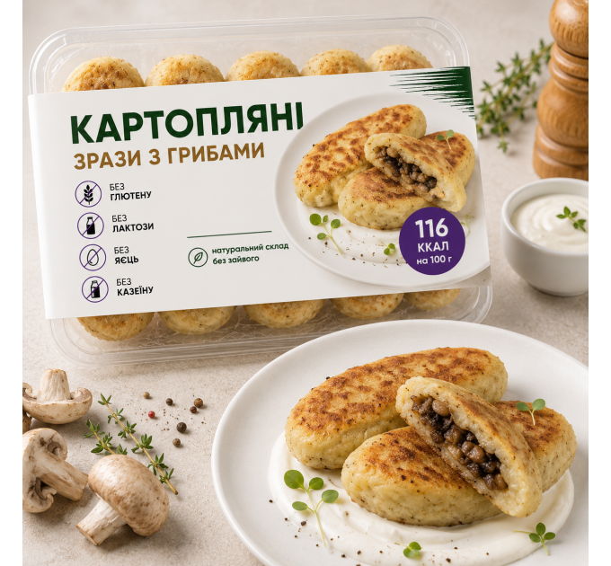 Картофельные зразы с грибами, 400 г