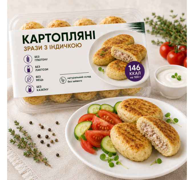 Картофельные зразы с индейкой, 400 г