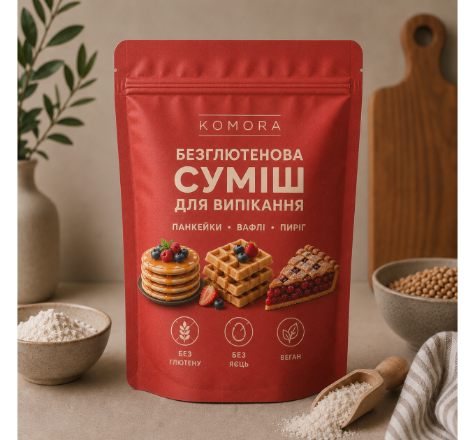 Безглютенова суміш для панкейків, вафель та пирога для ЗОЖ, домашньої випічки та усвідомленого харчування