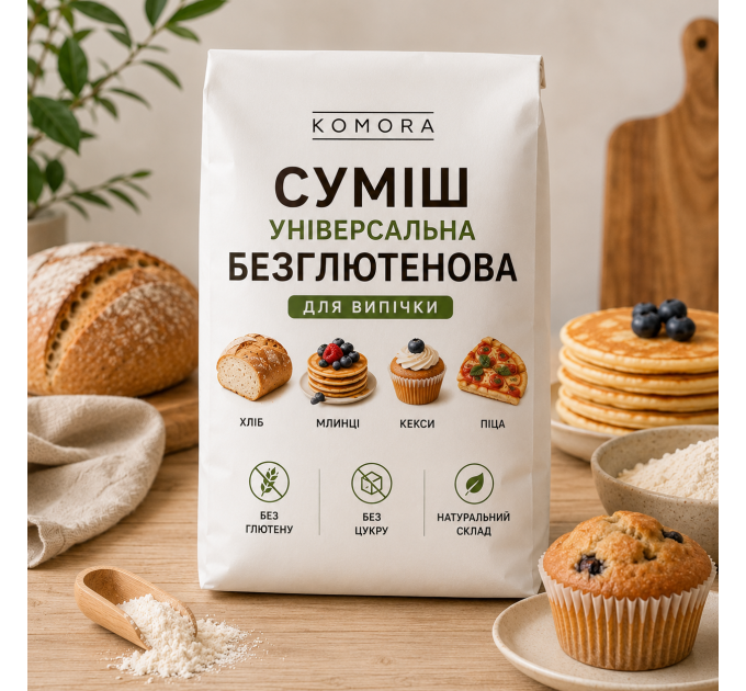 Універсальна безглютенова суміш для випічки, хліба, млинців і заміни пшеничного борошна