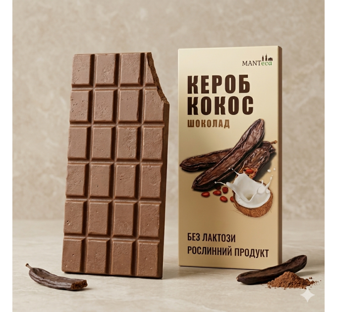 Натуральный шоколад без сахара с кокосом из кэроба 55 г