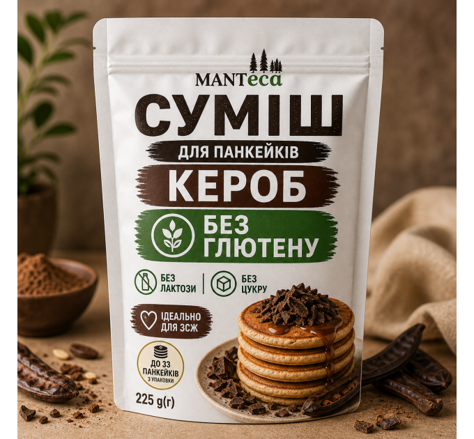 Суміш без глютена лактозна та цукру для панкейків Кероб 225 г