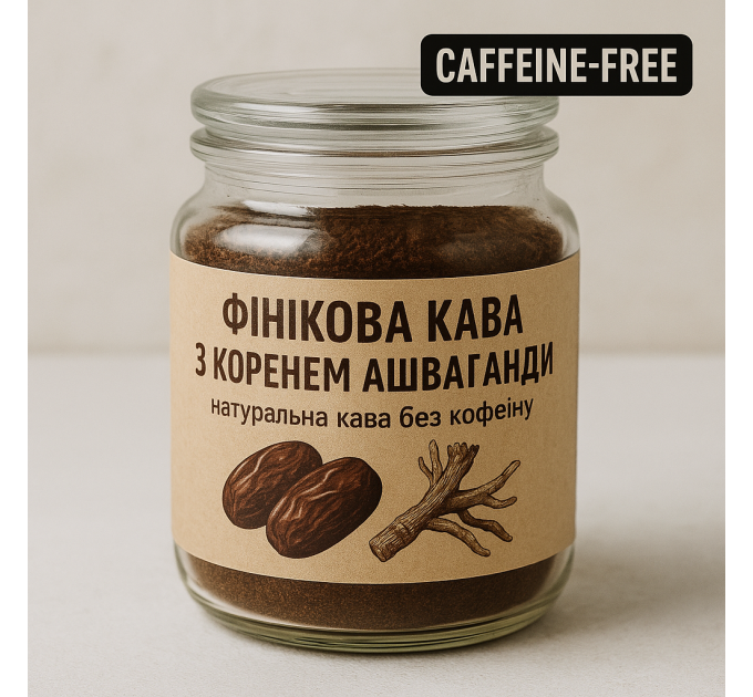 Фінікова кава з коренем ашваганди — натуральна кава без кофеїну для імунітету та балансу нервової системи