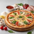 Пицца без глютена, сахара и лактозы с курицей, грибами, помидорами и сыром — натуральный полуфабрикат без усилителей вкуса