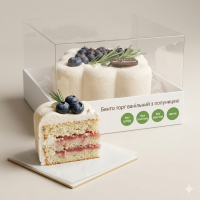 Бенто торт ванільний з полуницею без цукру низькокалорійний, 500 г