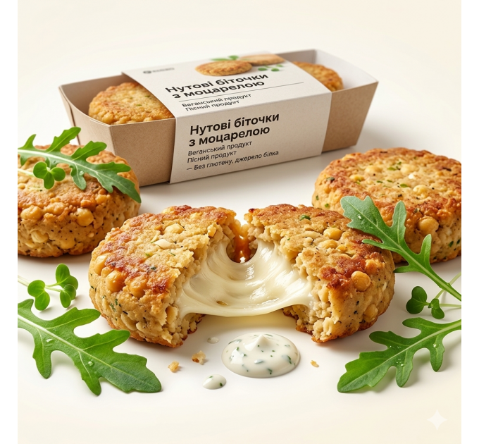 Нутові биточки з рослинною моцарелою без глютену, веганські, пісні