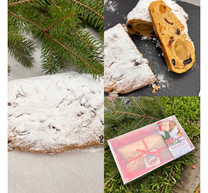 Штоллен с цукатами и марципаном, без глютена, лактозы и сахара, постный продукт, натуральная выпечка без химии