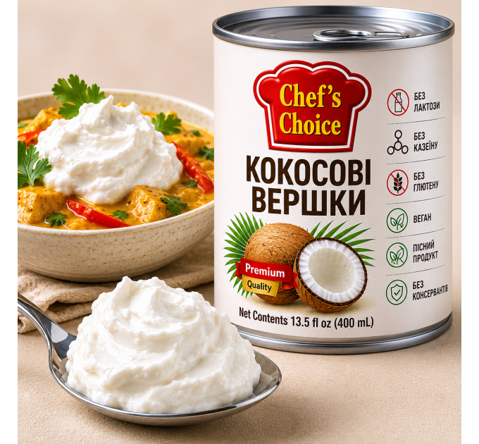Кокосовые сливки без лактозы и консервантов — 100% растительный продукт для соусов, выпечки и десертов