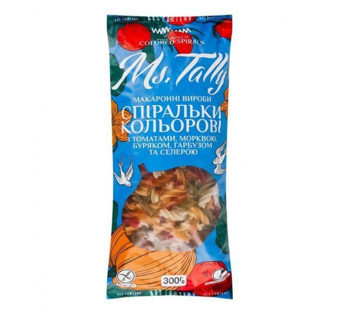 Макароны без глютена спирали цветные 300 г