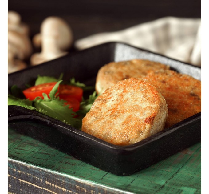 Сирники з печерицями веганські — пісний рослинний продукт без глютену, лактози та яєць