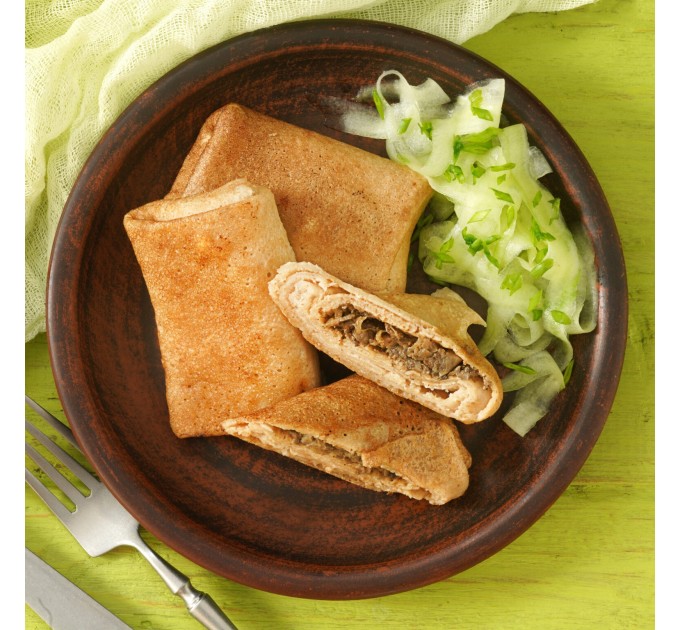 Гречані веганські млинці з шампіньйонами — пісний продукт, рослинна альтернатива без хімії