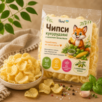 Кукурузные чипсы с зелёным базиликом 75 грамм