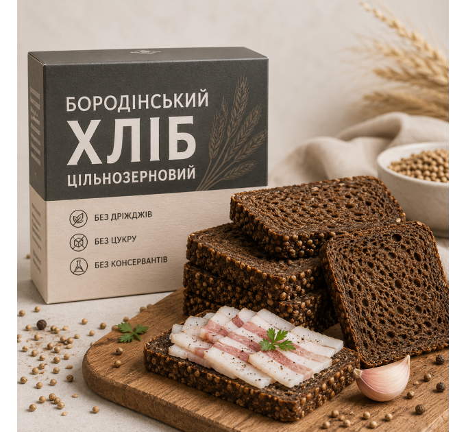 Цельнозерновой бездрожжевой хлеб на закваске без сахара и лактозы — Бородинский