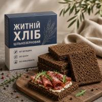 Хліб житній цільнозерновий без дріжджів, 300 г Хліб житній цільнозерновий без дріжджів, 300 г