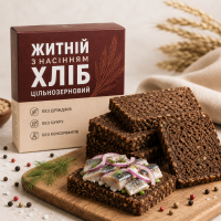 Хлеб ржаной цельнозерновой бездрожжевой с семенами, 300 г