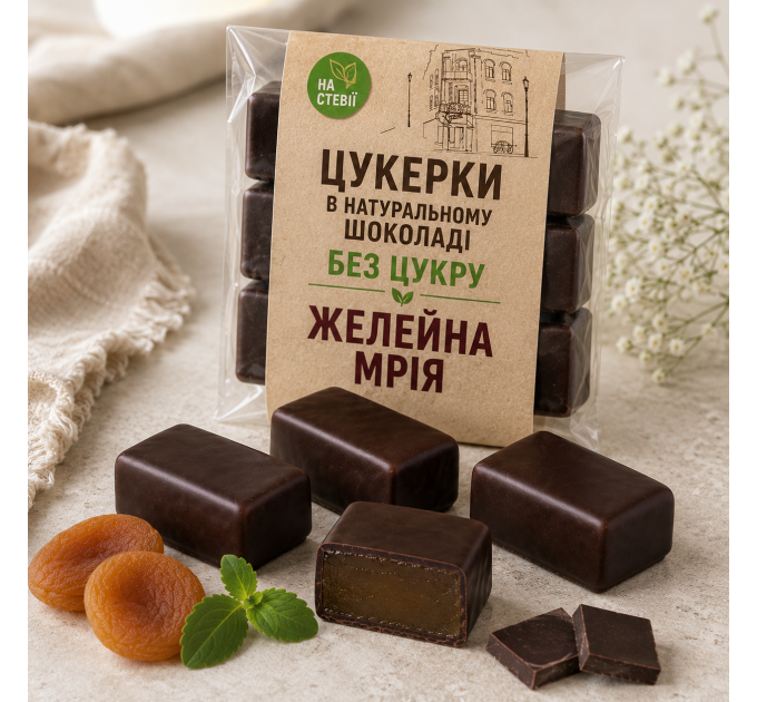 Желейные конфеты с курагой в натуральном шоколаде без сахара на стевии