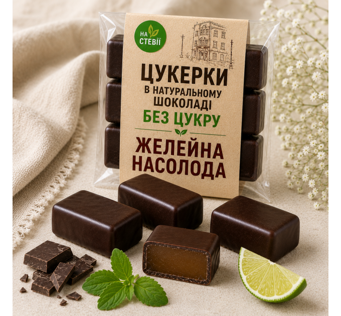 Желейные конфеты в натуральном шоколаде без сахара на стевии