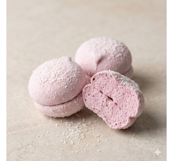 Натуральний зефір без цукру з ягодами асаї та кокосовою стружкою — на агар-агарі, без глютену та шкідливих добавок