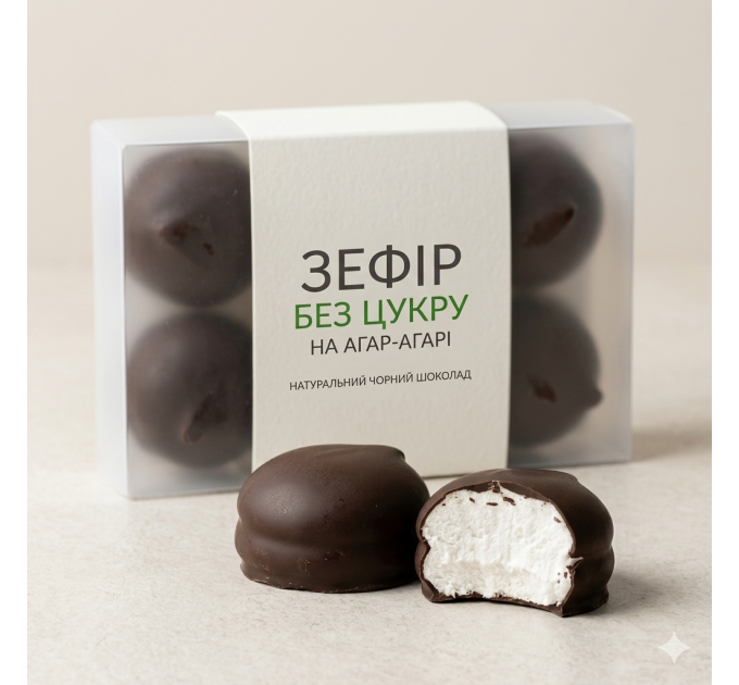 Зефір без цукру в натуральному чорному шоколаді на агар-агарі