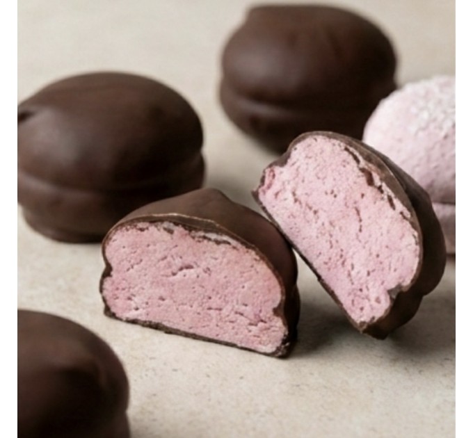 Зефір без цукру з ягодами асаї в натуральному чорному шоколаді на агар-агарі